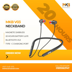 MKB V01 MAGNETIC WIRELESS HEADSET AND ENC NOISE CANCELLTION